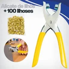 Alicate Para Colocar Fixador de Ihos Manual + 100 ilhoses nº 54 Dourados