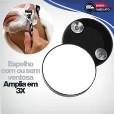Espelho Barbear Ventosa Box Banheiro 14cm Redondo Portátil Masculino Fazer Barba Homem