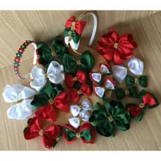 Laço Natal Lacinho Tiara Arco Para Cabelo Infantil Menina Ano Novo Festas Natalino Vermelho Verde Branco