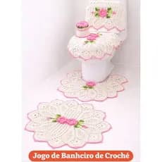 Jogo de Banheiro de Crochê Luxo – Feito à Mão com Flores 3D | Acabamento Delicado e Exclusivo.