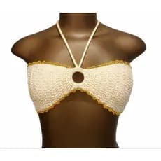 Super Promoção! TOP CROCHÊ COM DETALHE EM DOURADO FEMININO – FEITO À MÃO