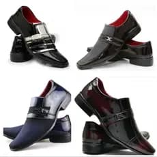 kit De 4 Pares De Sapato Social extra elegância Prata