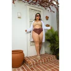 Saída de Praia Chemise Plus Size Camisa Vestido Aberto Sem Botão Manga