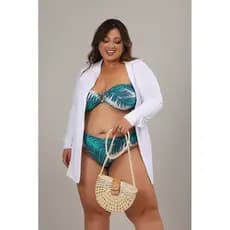 Chemise Saida de Praia Plus Size Camisão Moda Praia Verão Sem Botão