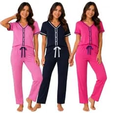 Pijama Feminino Americano Manga Curta / Pijama Blogueirinha / Pijama de Botão