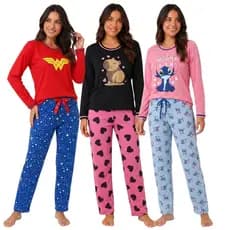 Pijama Feminino Personagem Adulto / Pijama de Inverno / Pijama Longo