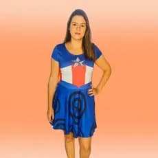 Vestido Adulto Fantasia Capitão Pronta Entrega Carnaval Cosplay Super heroina Plus Size