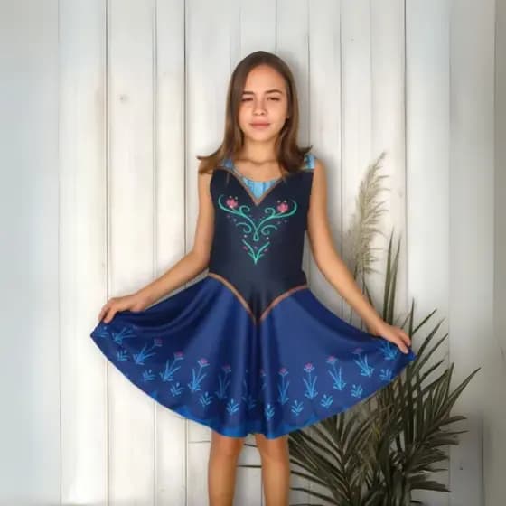 Vestido Infantil Anna Frozen Envio Imediato Fantasia Menina Carnaval