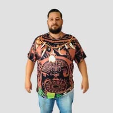 Camiseta Adulto Mauí Pronta Entrega Fantasia Carnaval Tatuagem Cosplay Masculina Festa