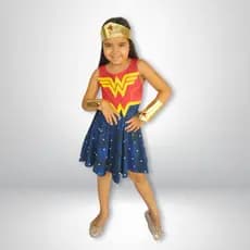 VESTIDO Infantil MULHER MARAVILHA Fantasia Menina Carnaval Super Heroina Cosplay