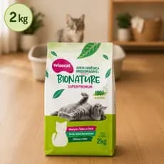 Areia Gato Bionature 2 Kg Sanitária Higiênica Biodegradável Anti Odor Natural Alto Rendimento Premium