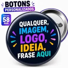Botton Personalizado 58mm Com sua Foto Arte Logo Boton Botom Botão Pin Pet