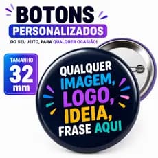 Botton Personalizado 32mm Com sua Foto Arte Logo Boton Botom Botão Pin Pet