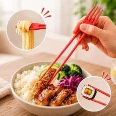 Hashi Garfo 2 Em 1 Reutilizável 20cm Para Sushi Yakisoba Comida Japonesa Utensílio Prático