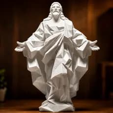 Estátua Jesus Cristo Geométrica 15cm Decoração Religiosa Cristã Escultura Low Poly  Minimalista