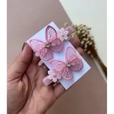 Par de hair Clips presilha bico de pato infantil de borboleta colorido com flor