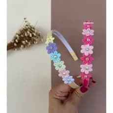 Arco tiara inquebrável faixinha meia de seda infantil de flor para bebês e meninas rosa