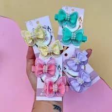 Laço de cabelo infantil parzinhos de borboleta com strass colorido hair Clips