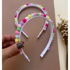 Arco tiara de Pompom pequeno colorido inquebrável confortavel para meninas infantil