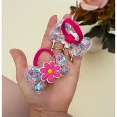 par de laços piscina praia verão na borrachinha infantil para meninas com flor