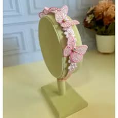 Tiara Arco Infantil Inquebravel Jardim Encantado com borboletas flores e pérolas para meninas