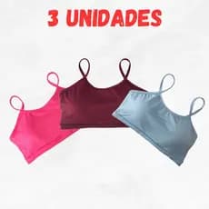Kit 3 Tops Academia Fitness Com bojo Removível Feminino
