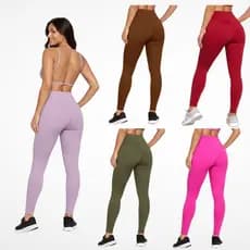 Calça Legging de Academia Feminina Poliamida  Esportiva Fitness Lisa Cintura Alta