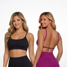 Kit 2 Peças Top Costas Nua De Academia Feminino Poliamida Fitness