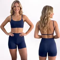Conjunto Fitness Shorts e Top Costas Nua Academia de Poliamida Cintura Alta