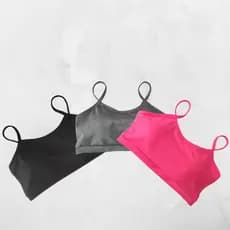 Kit 3 Tops Academia Fitness Com bojo Removível Feminino Alça fina