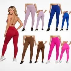 Calça Legging Poliamida  Academia Fitness Lisa Cintura Alta