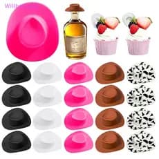 [Willbesugar] 10 Unidades De Chapéu De Cowboy De Plástico , Chapéus De Boneca Para Festa De Casamento Ocidental , Topper