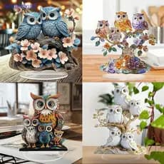 [WillbehotB] Estátua De Coruja De Anime 2D Decoração De Mesa Plana Estatueta Com Tema De Animal De Desenho Animado Fofo
