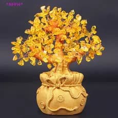NFPH > Árvore Do Dinheiro De Cristal Natural Da Sorte Feng Shui Money Tree Home Decor Novo