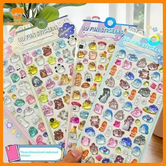 CKFR 3D Em Relevo Série Animal Adesivo Decoração Fofa Para Artesanato , Cadernos , Enfeites E Presentes Anime Mundos Loj
