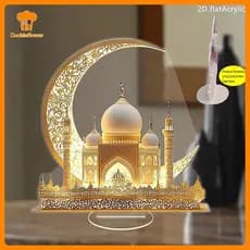 CKFR 2D Acrílico Crescente Ornamento Ramadan Festival Decoração Eid Al-Fitr Mubarak Sinal De Mesa Islâmico Festa Em Casa