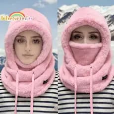 [Interfunfasterfunb] Capuz De Esqui Térmico Quente À Prova De Vento Para Motocicleta Polar Fleece Ajustável Ciclismo Ne