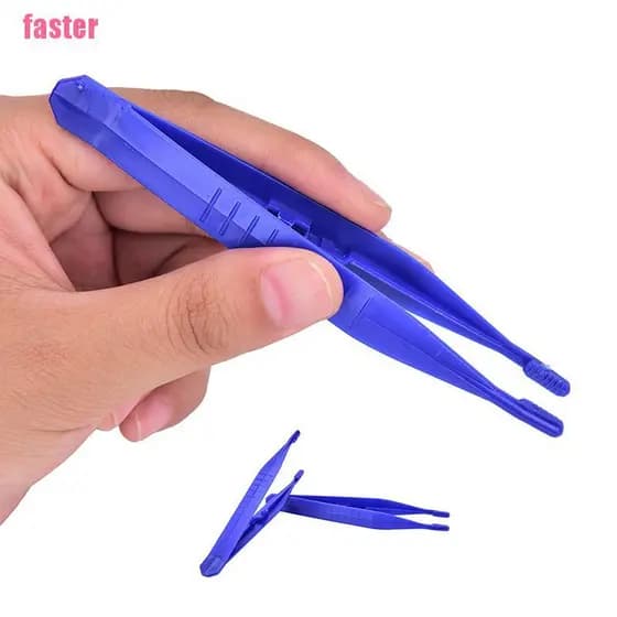 (Faster11) 10pçs Pinças De Plástico Descartáveis Para Primeiros Socorros / Pinças Azul (Divertida)