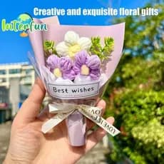 [InterfunB] Mini Flores De Crochê Buquê De Artificiais Feito À Mão De Malha Para Decoração De Festa De Casamento Present