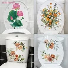 [TinchitdeB] Adesivos Para Banheiro Planta De Adesivo De Parede Floral Tampa De Vaso Sanitário Decalque Autoadesivo Mura