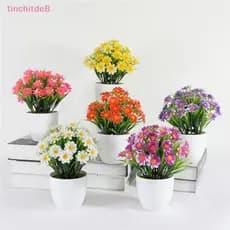 [TinchitdeB] Vaso De Girassol Redondo De Plástico Bonsai Flores Artificiais Com Conjunto De Decoração De Casa Casamento