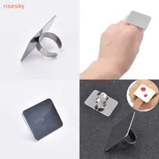 [Paleta Anel Ajustável Para Fundação De Arte De Unhas Maquiagem Misturadora De Aço Inoxidável