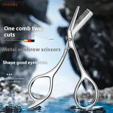 [risesky] 1 Peça Tesoura Para Aparar Sobrancelhas Com Pentes Aparador De Em Aço Inoxidável Ferramentas Modelar