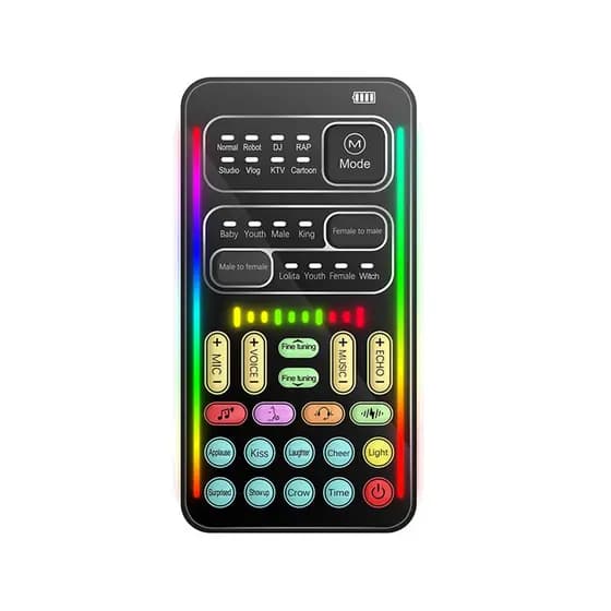 Dispositivo Portátil wohobr Trocador De Voz Com 8 Efeitos Sonoros Luz Colorida Mini Máquina De Microfone Para Transmissã