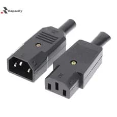 Capacidade AC 3Pin Soquete Cabo Reto Conector C13 C14 10A 250V Fêmea Macho Plug