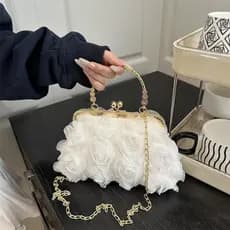 Chiffon 3D Flor Banquete Saco Moda Noite Sacos De Luxo Feminino Corrente Bolsa Ombro Embreagem Na Crossbody À Venda
