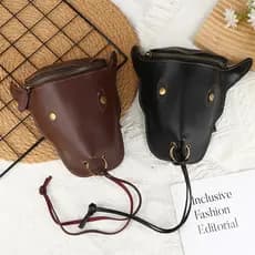 Bolsa De Cintura Masculina Vintage Bullhead , Cinto De Couro PU Com Fecho De Zíper , Design De Cavaleiro Medieval Para O