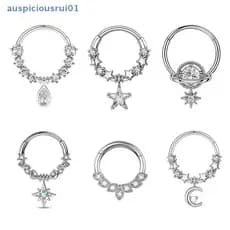 Moda Cristal De Aço Inoxidável Septo Hoop Clickers Nariz Anel Feminino Tragus Cartilagem Helix Piercing Brincos Jóias No