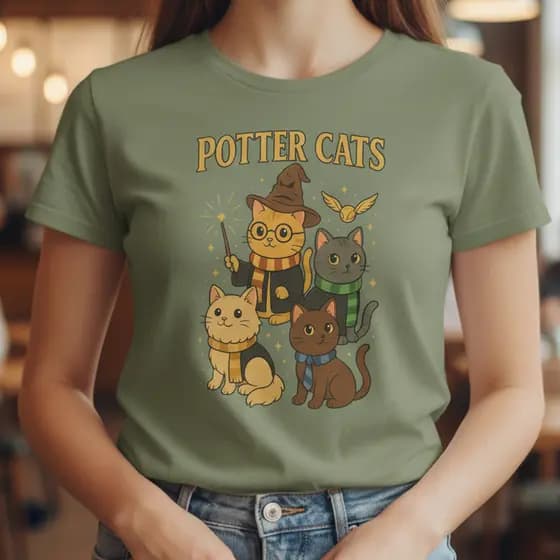 Camiseta T-shirt Geek Gato Fofo Harry Potter Feminino 100% Algodão Blusa Tumblr