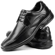 Sapato Social Masculino Conforto Bico Quadrado Preto Festa
